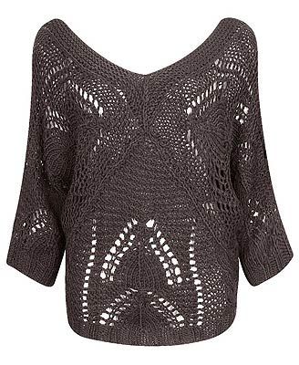 loose knit top. loose, ladder-like holes.