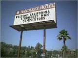 Sign outside the Handlery Hotel in San Diego: Welcome California's Strongest Man Competitors