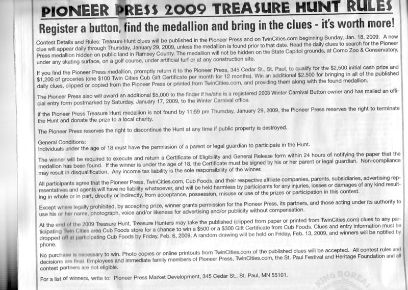 2009 Treasure Hunt Rules