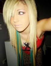 blonde green scene hair