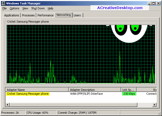 Cricket modem connection speed picture