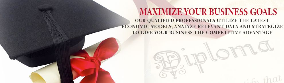 Maximize your business goals. Our qualified professionals utilize the latest economic models, analyze relevant data and strategize to give your business the competitive advantage. Our work is dedicated to helping clients achieve their goals.
