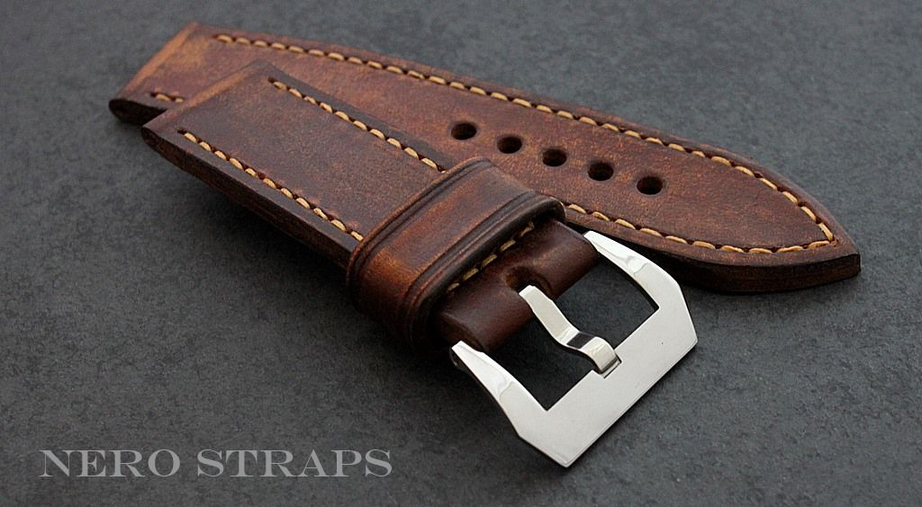 Nero Straps, finest handmade Spanish leather straps, 24 & 26mm