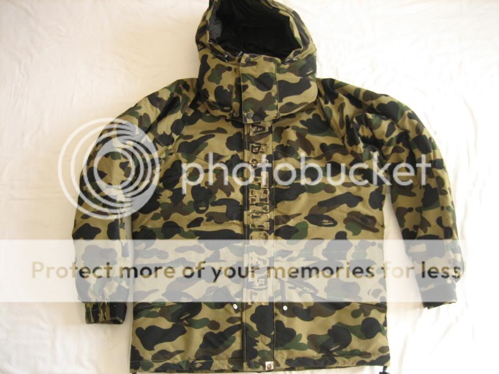   are bidding on Authentic A Bathing Ape Down camo Jumper in size L